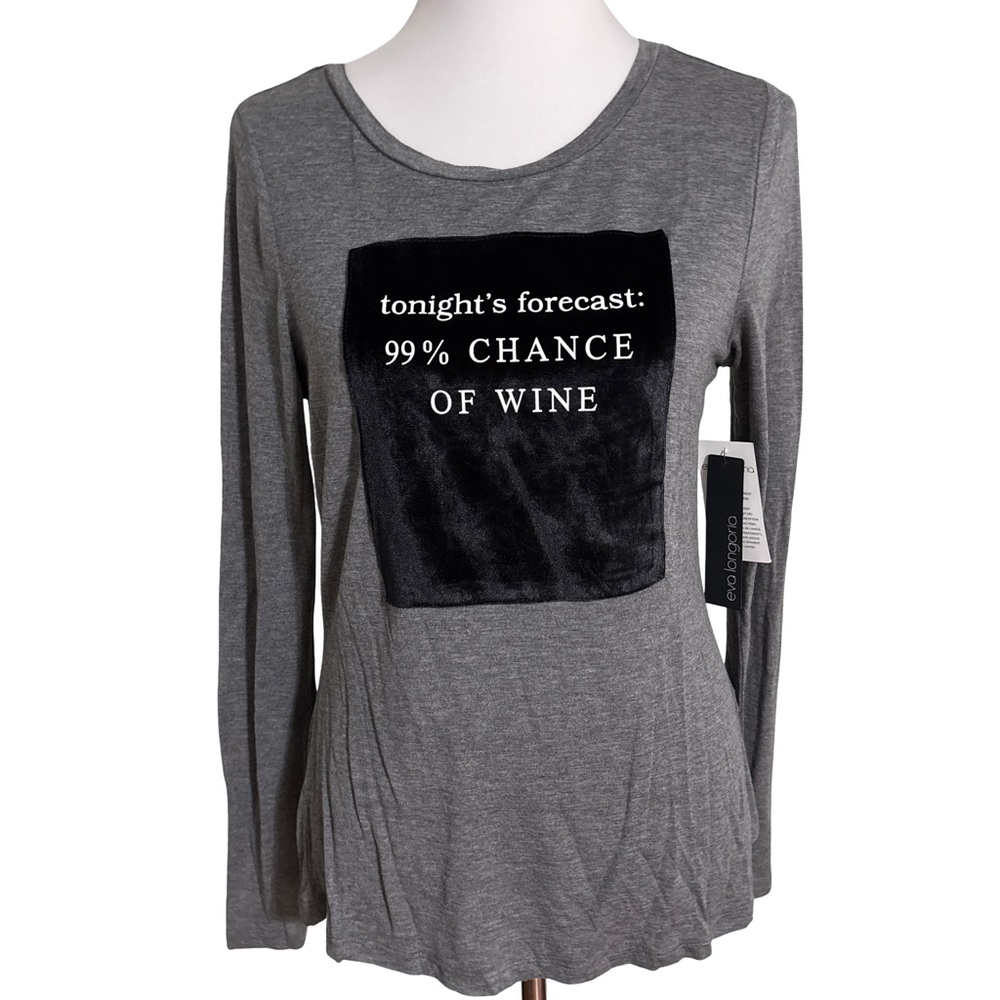 Eva Longoria Gray Long Sleeve Top with Black Graphic